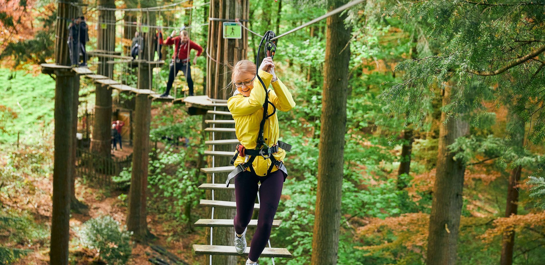 Rail Track Crossing on Treetop Challenge at Go Ape Dalby