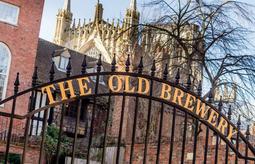 York Old Brewery Courtyard gates and Minster